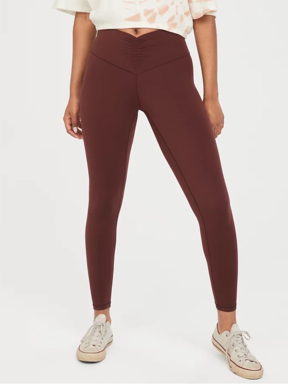 OFFLINE by Aerie Real Me Brown Crossover Leggings Size M 7/8 High Rise